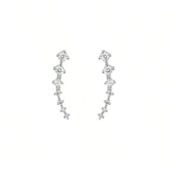 Sterling Silver 925 Moissanite Ear Climber Earrings - Picture 5 of 5
